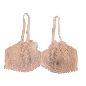 Dobreva Push Up Without Padding Underwire Bra - Size 36C - Pink Nude Lace‎ Sexy